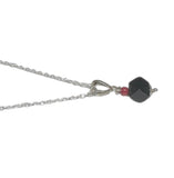 Sterling Silver Genuine 6mm Azabache Jet and Red Coral Pendant (available with or w/o chain)