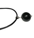 Sterling Silver Genuine 18mm Black Onyx Bead with 20" Silk Cord Necklace