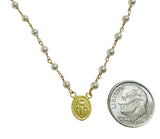 14 Karat Yellow Gold-plated Sterling Silver Genuine 3mm Freshwater Pearls Miraculous Medal "Milagrosa" Rosary Necklace