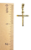 14 Karat Yellow Gold-plated Sterling Silver Round Tube Crucifix Pendant