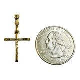 14 Karat Yellow Gold-plated Sterling Silver Round Tube Crucifix Pendant