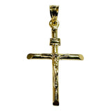14 Karat Yellow Gold-plated Sterling Silver Round Tube Crucifix Pendant
