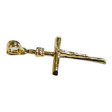14 Karat Yellow Gold-plated Sterling Silver Round Tube Crucifix Pendant