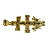 14 Karat Yellow Gold-plated Sterling Silver Large 2" Cara Vaca Crucifix Pendant