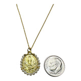 14 Karat Yellow Gold-plated Sterling Silver with Genuine Freshwater Pearls Our Lady of Fatima and Our Lady of the Rosary Scapular Pendant Necklace