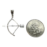 Sterling Silver Genuine Blue Sapphire Bow and Arrow Ochosi "Ifa Palo Santeria" Pendant