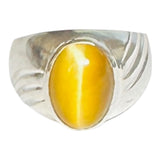 Sterling Silver Genuine 13 x 9mm Honey Tiger's Eye Man's Ring
