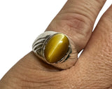 Sterling Silver Genuine 13 x 9mm Honey Tiger's Eye Man's Ring
