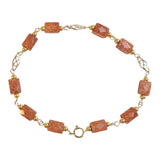 14 Karat Yellow Gold Filled Faceted Rectangular Brown Goldstone "Venturina" Filigree Plaque Bracelet