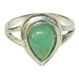 Sterling Silver Genuine 10 x 7mm Pear Jadeite Split Band Style Ring