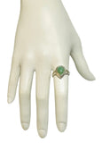 Sterling Silver Genuine 10 x 7mm Pear Jadeite Split Band Style Ring