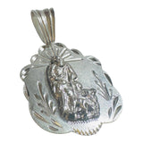 Sterling Silver Saint Lazarus "San Lazaro" Scalloped Design 2" Medal Pendant