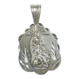 Sterling Silver Saint Lazarus "San Lazaro" Scalloped Design 2" Medal Pendant