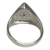Sterling Silver Paz, Amor, Caridad (Peace, Love, Charity) Freemason Triangle Ring with Genuine Ruby