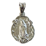 Sterling Silver Our Lady of Guadalupe "Virgen de Guadalupe" Scalloped Medal Pendant