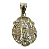 Sterling Silver Our Lady of Guadalupe "Virgen de Guadalupe" Scalloped Medal Pendant