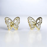 14 Karat Yellow Gold-plated Sterling Silver CZ Butterfly Post Earrings