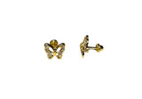 14 Karat Yellow Gold-plated Sterling Silver CZ Butterfly Post Earrings