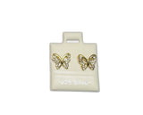 14 Karat Yellow Gold-plated Sterling Silver CZ Butterfly Post Earrings