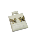 14 Karat Yellow Gold-plated Sterling Silver CZ Butterfly Post Earrings