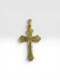 Sterling Silver 14 Karat Yellow Gold-plated 1.55" Fancy Cross Pendant