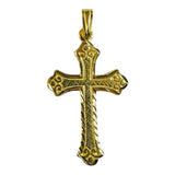 Sterling Silver 14 Karat Yellow Gold-plated 1.55" Fancy Cross Pendant