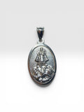 Vintage NOS 1970's Sterling Silver Our Lady of Charity "Caridad del Cobre" and Sacred Heart of Jesus Oval Scapular Medal