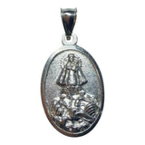 Vintage NOS 1970's Sterling Silver Our Lady of Charity "Caridad del Cobre" and Sacred Heart of Jesus Oval Scapular Medal