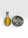 Sterling Silver 14 x 10mm Oval Fiber-optic Cat's Eye Gallery Wire Style Pendant