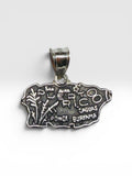 Sterling Silver Puerto Rico Island Map Pendant
