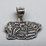 Sterling Silver Puerto Rico Island Map Pendant