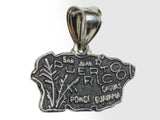 Sterling Silver Puerto Rico Island Map Pendant