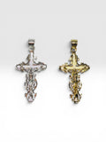 Sterling Silver or 14 Karat Yellow Gold-plated Scroll Design Crucifix Pendant