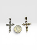 Sterling Silver or Gold-plated Sterling Silver Ornate Crucifix with CZ Accents Pendant