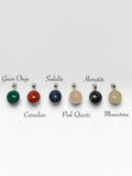 Sterling Silver Genuine 12mm Gemstone (Green Onyx, Carnelian, Sodalite, Pink Quartz, Hematite or Moonstone) Bezel Set Pendant