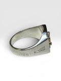 Sterling Silver and 10 Karat Yellow Gold Genuine Diamond Masonic Ring