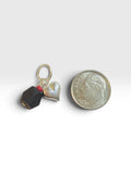 Sterling Silver Genuine 6-7mm Azabache Jet and Puffed Heart Charm Pendant