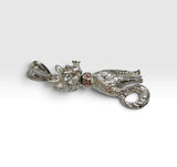 Sterling Silver Cat Pendant with Pink or Blue Collar