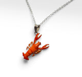 Sterling Silver Enameled Maine Lobster Pendant (available with or w/o chain)