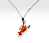 Sterling Silver Enameled Maine Lobster Pendant (available with or w/o chain)