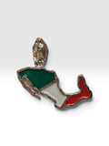 Sterling Silver Enameled Mexico Map and Our Lady of Guadalupe Pendant