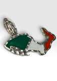 Sterling Silver Enameled Mexico Map and Our Lady of Guadalupe Pendant