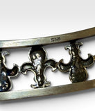 Sterling Silver Gold and Blue Enameled Fleur-de-lis Open Cuff Bangle