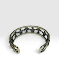 Sterling Silver Gold and Blue Enameled Fleur-de-lis Open Cuff Bangle