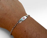 Sterling Silver Enameled Oval Plaque Medical ID Bracelet with Rolo Belcher Chain