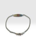 Sterling Silver Enameled Oval Plaque Medical ID Bracelet with Rolo Belcher Chain
