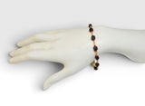 14 Karat Yellow Gold Filled Genuine 6mm Azabache Jet & Coral 7.5" Bracelet