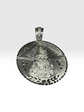 Sterling Silver Our Lady of Charity "Caridad del Cobre" 50mm (1.96" Diameter) Handmade Medal Pendant
