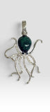 Sterling Silver Hand Enameled Octopus Pendant