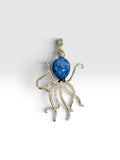 Sterling Silver Hand Enameled Octopus Pendant